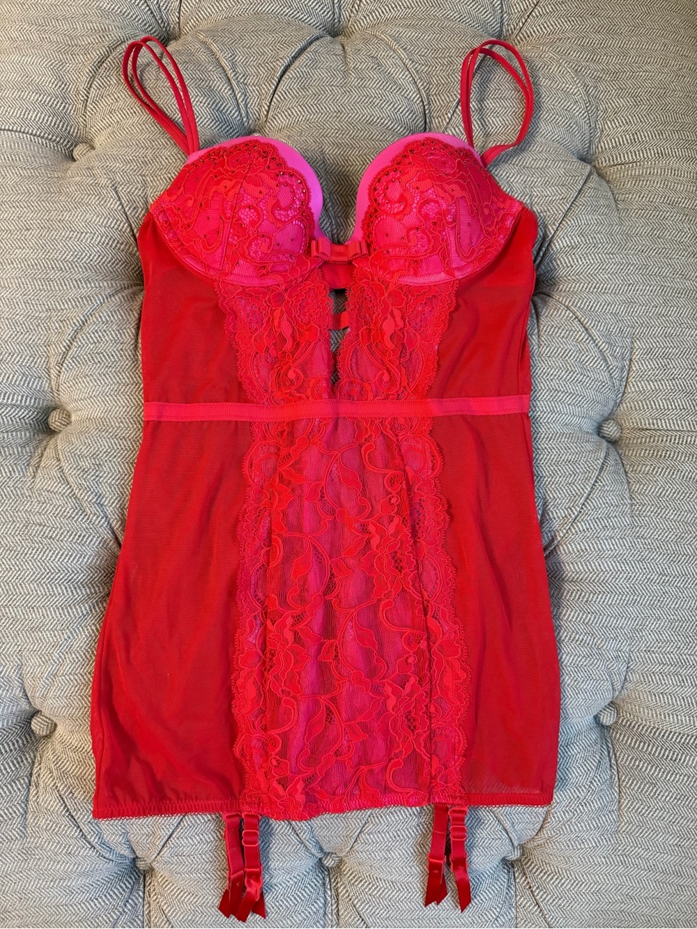 Victoria’s Secret Red Teddy with Garter straps and thong 34B - Women Intimates